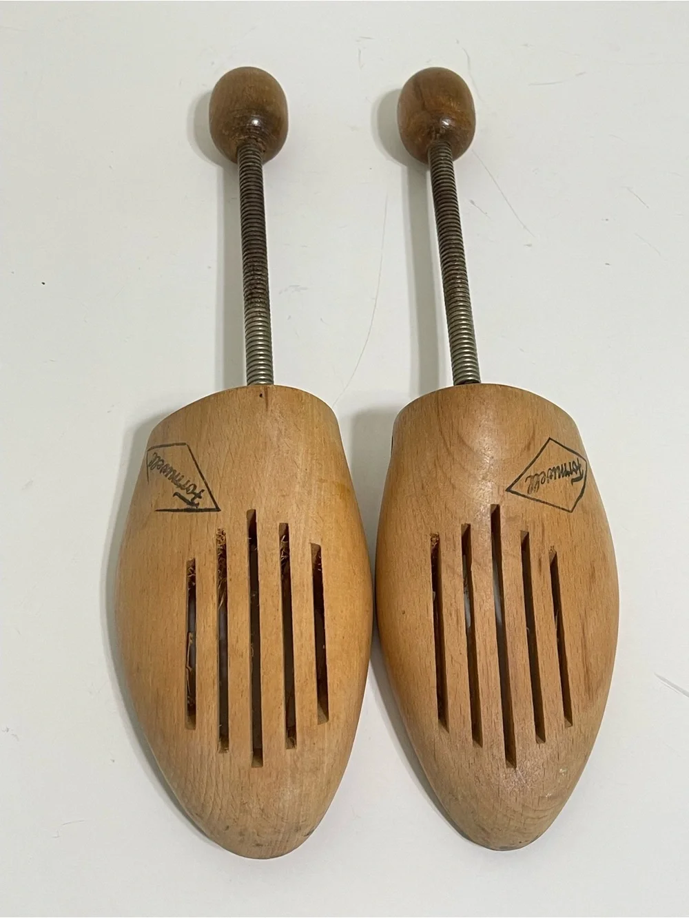 Vintage Formwell Natural Wood Adjustable Shoe Trees Foldable W Germany Small 10